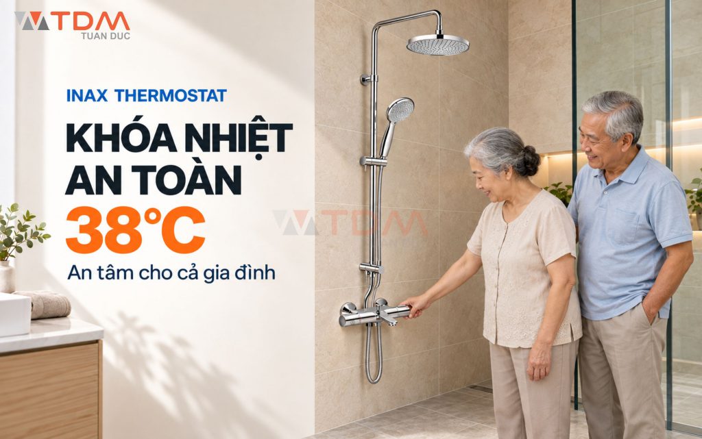 Sen tắm nhiệt độ INAX công nghệ Thermostat bảo vệ an toàn cho cả trẻ nhỏ và người cao tuổi