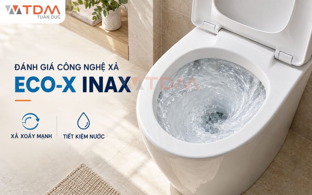 Đánh giá công nghệ xả Eco-X INAX xả xoáy siêu mạnh và tiết kiệm nước