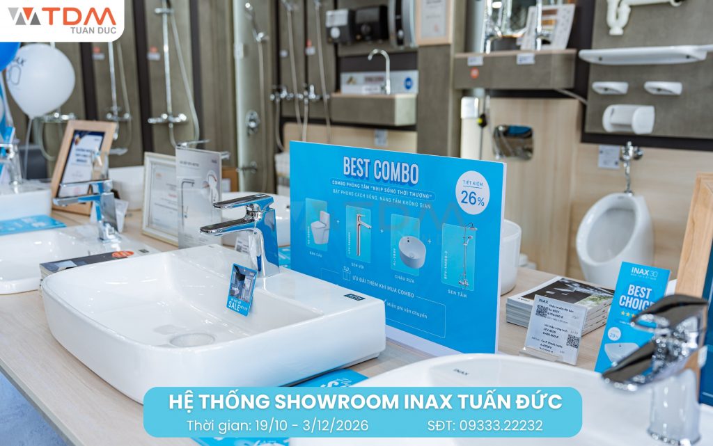 Giảm giá sốc lên đến 40% toàn bộ Combo phòng tắm INAX tại INAX Tuấn Đức
