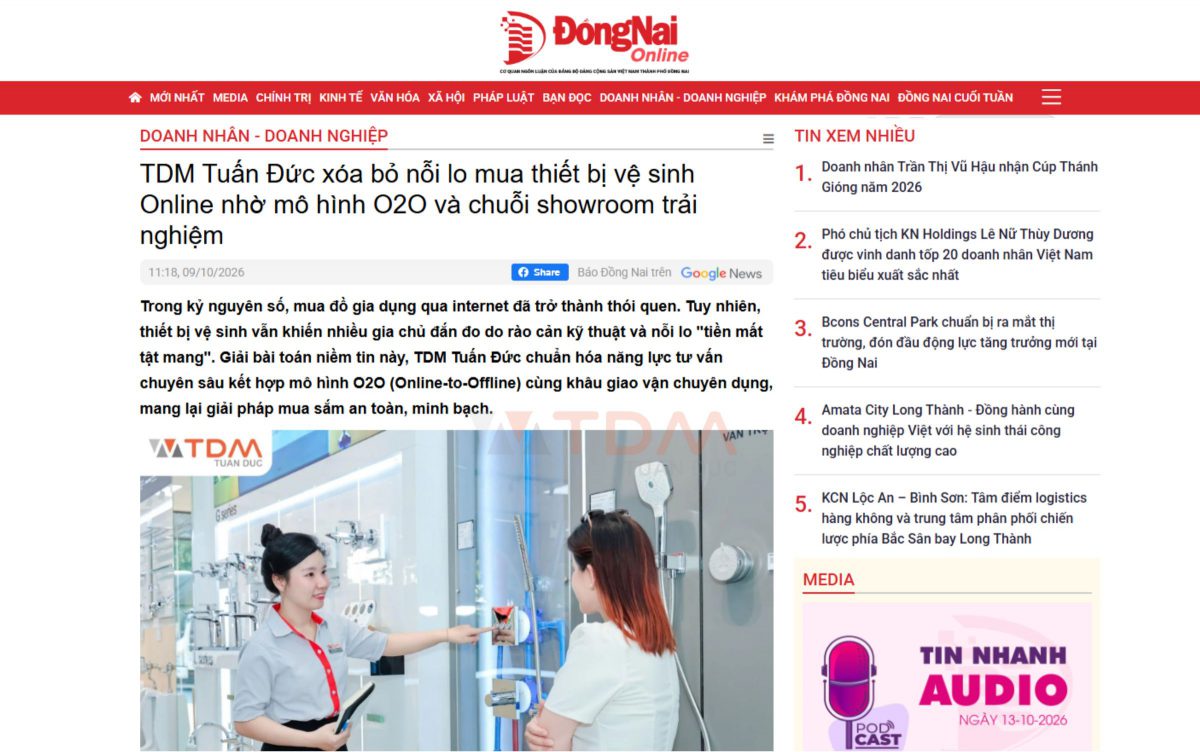 Vì Sao Báo Chí Đánh Giá Cao Mô Hình O2O Của TDM Tuấn Đức Trong Ngành Thiết Bị Vệ Sinh?