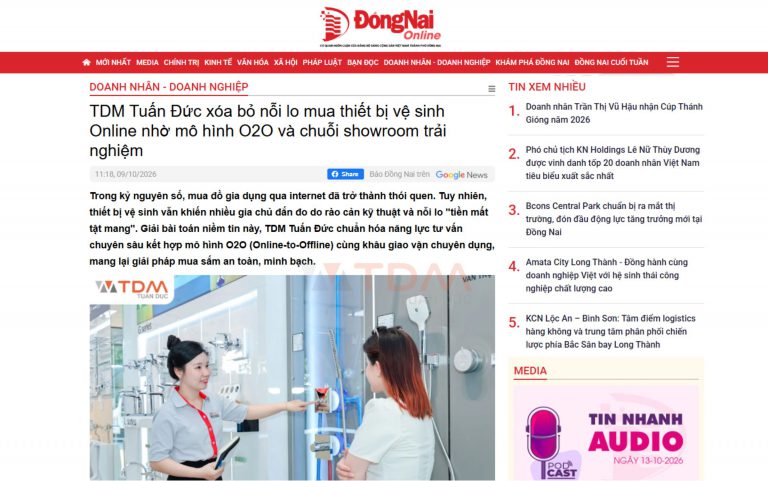 Mô hình O2O thiết bị vệ sinh TDM Tuấn Đức kết hợp Online và Offline