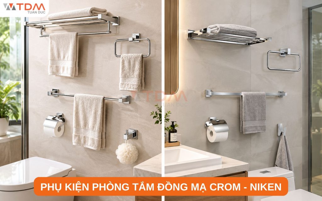 Phụ kiện phòng tắm đồng thau mạ Crom - Niken sáng bóng chống gỉ sét giá tốt TDM