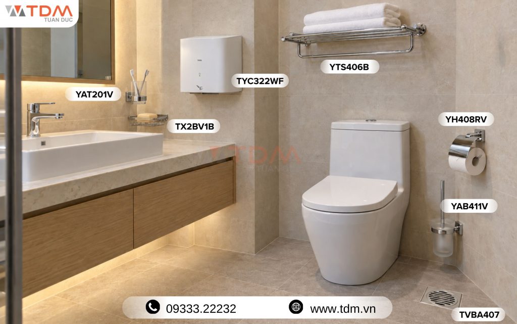Phụ kiện phòng tắm TOTO đồng thau mạ Crom Niken sáng bóng
