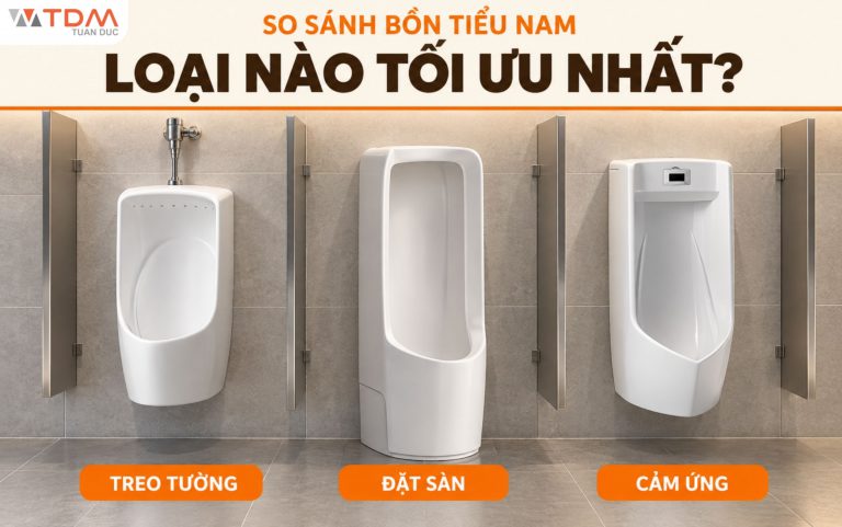 So sánh bồn tiểu nam treo tường - đặt sàn - cảm ứng? Loại nào tốt nhất!
