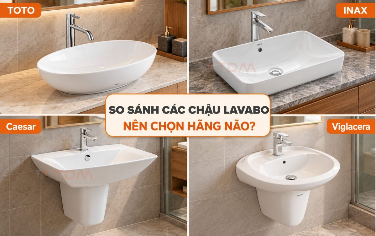So Sánh Chậu Rửa Lavabo TOTO, INAX, Caesar, Viglacera: Nên Chọn Hãng Nào?