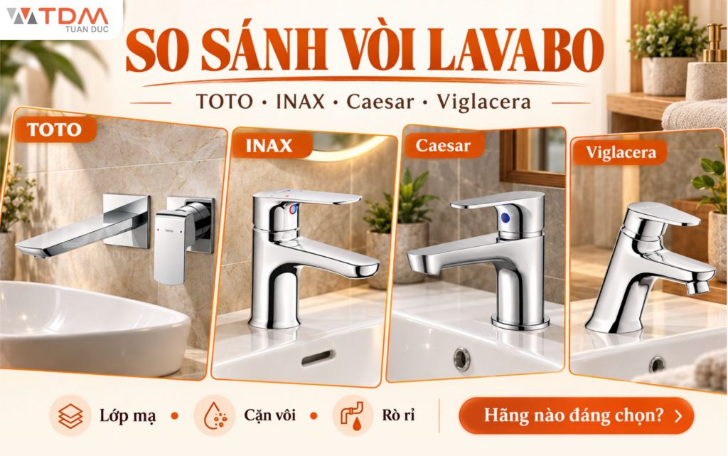 So sánh vòi Lavabo TOTO - Inax - Caesar - Viglacera? Hãng nào bền hơn?
