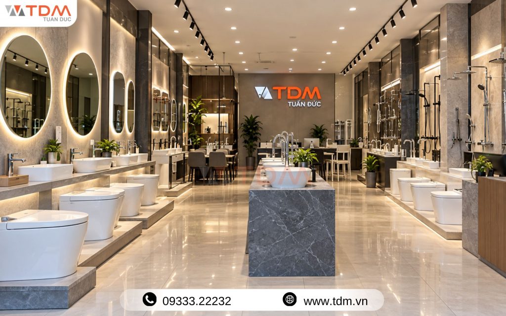 Trưng bày các dòng sản phẩm TOTO, INAX, Caesar, Viglacera, Ariston,... chính hãng tại TDM Tuấn Đức Vũng Tàu