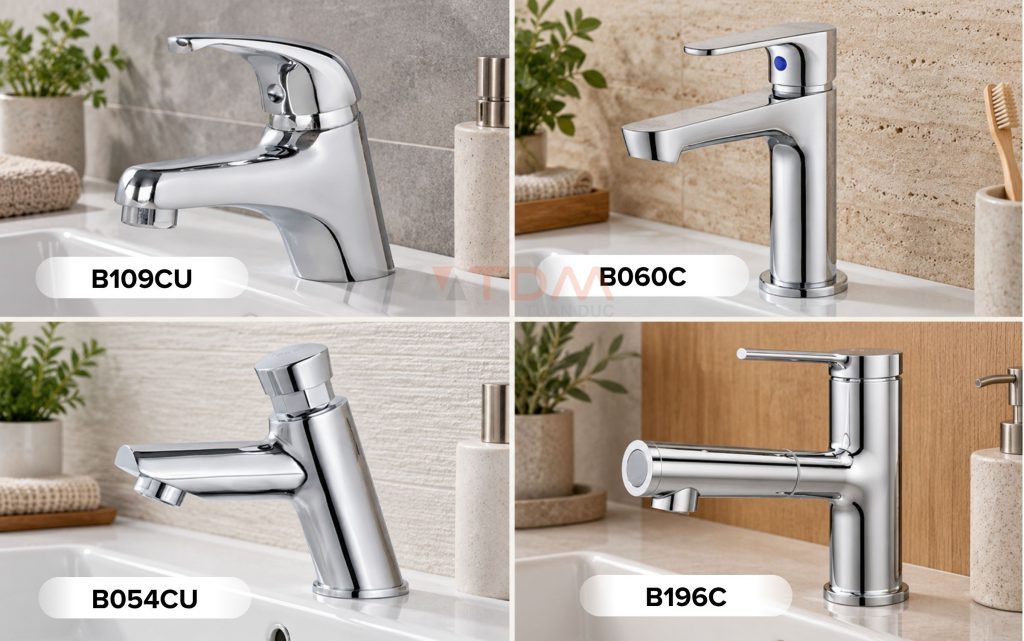 Vòi lavabo Caesar chính hãng đúc đồng thau bền bỉ giá tốt tại TDM Tuấn Đức