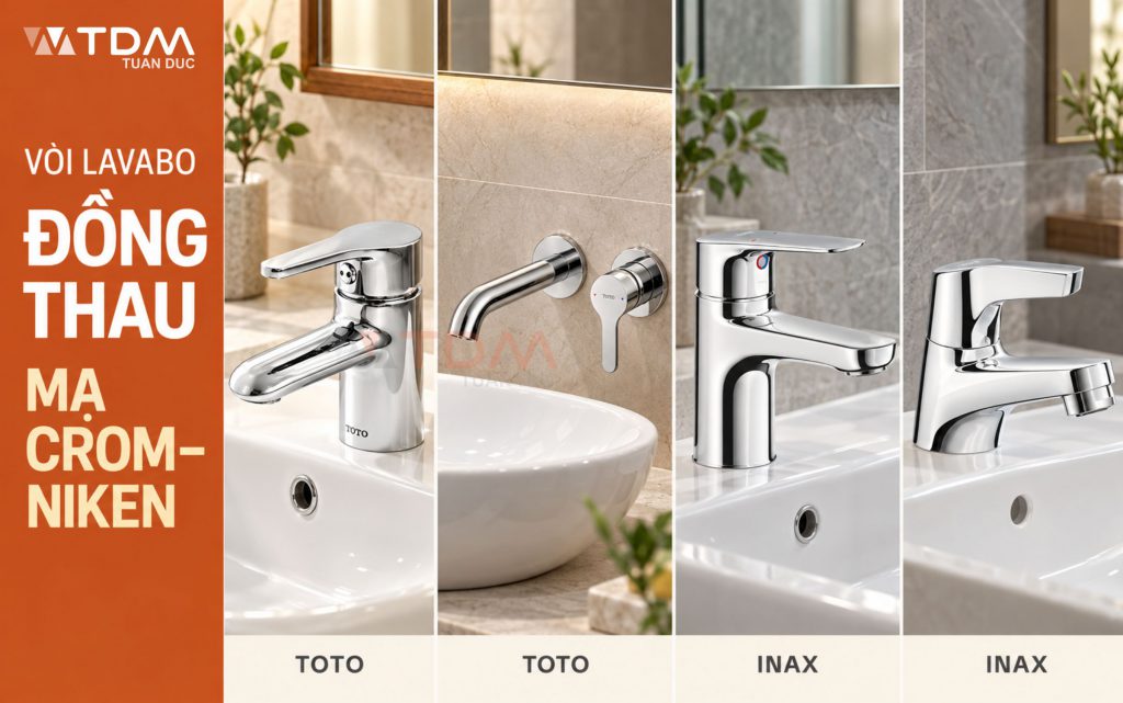 Vòi lavabo đồng thau mạ Crom Niken sáng bóng chính hãng TOTO INAX tại TDM Tuấn Đức